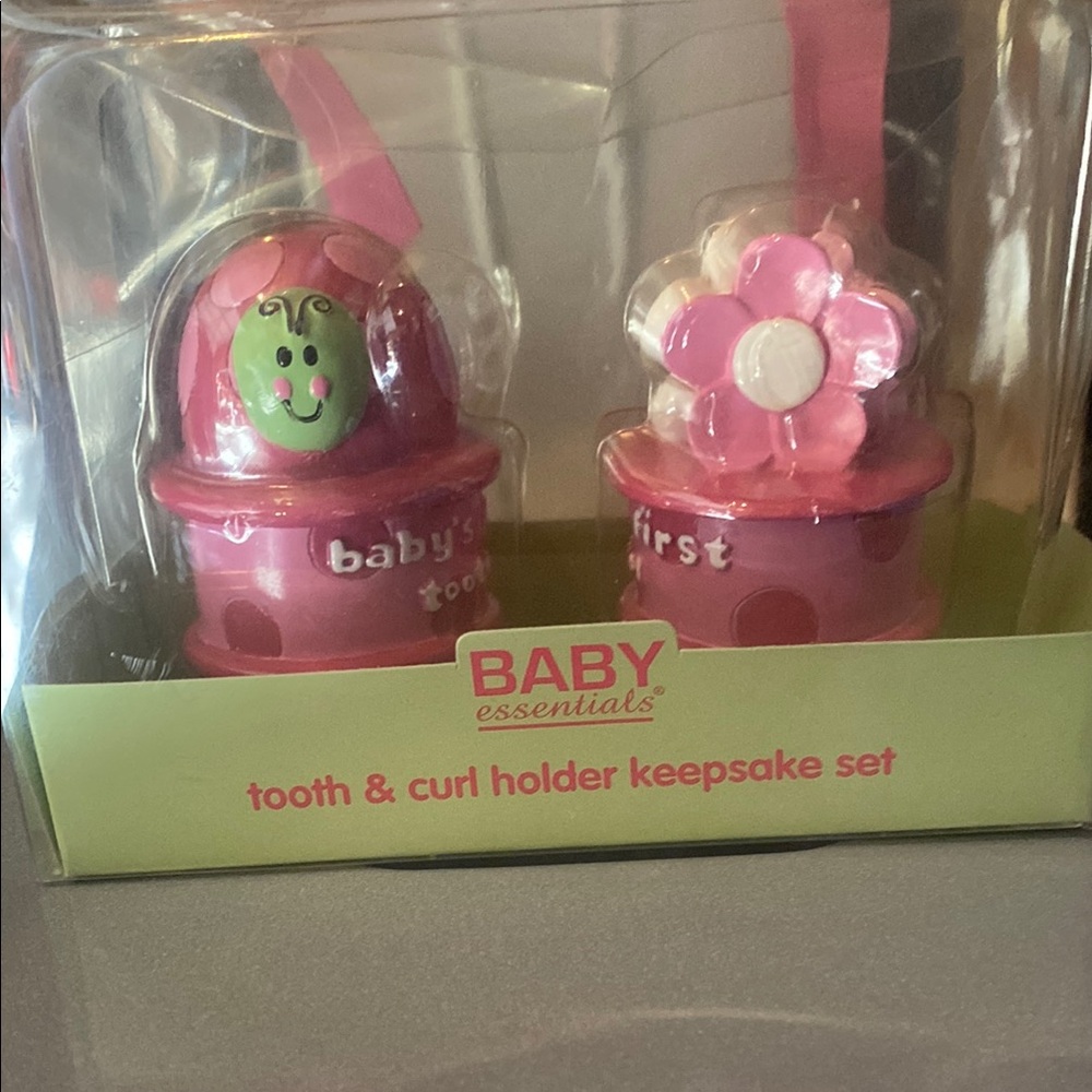 Baby Essentials Pink tooth & Curl Holder Keepsake Gift Set